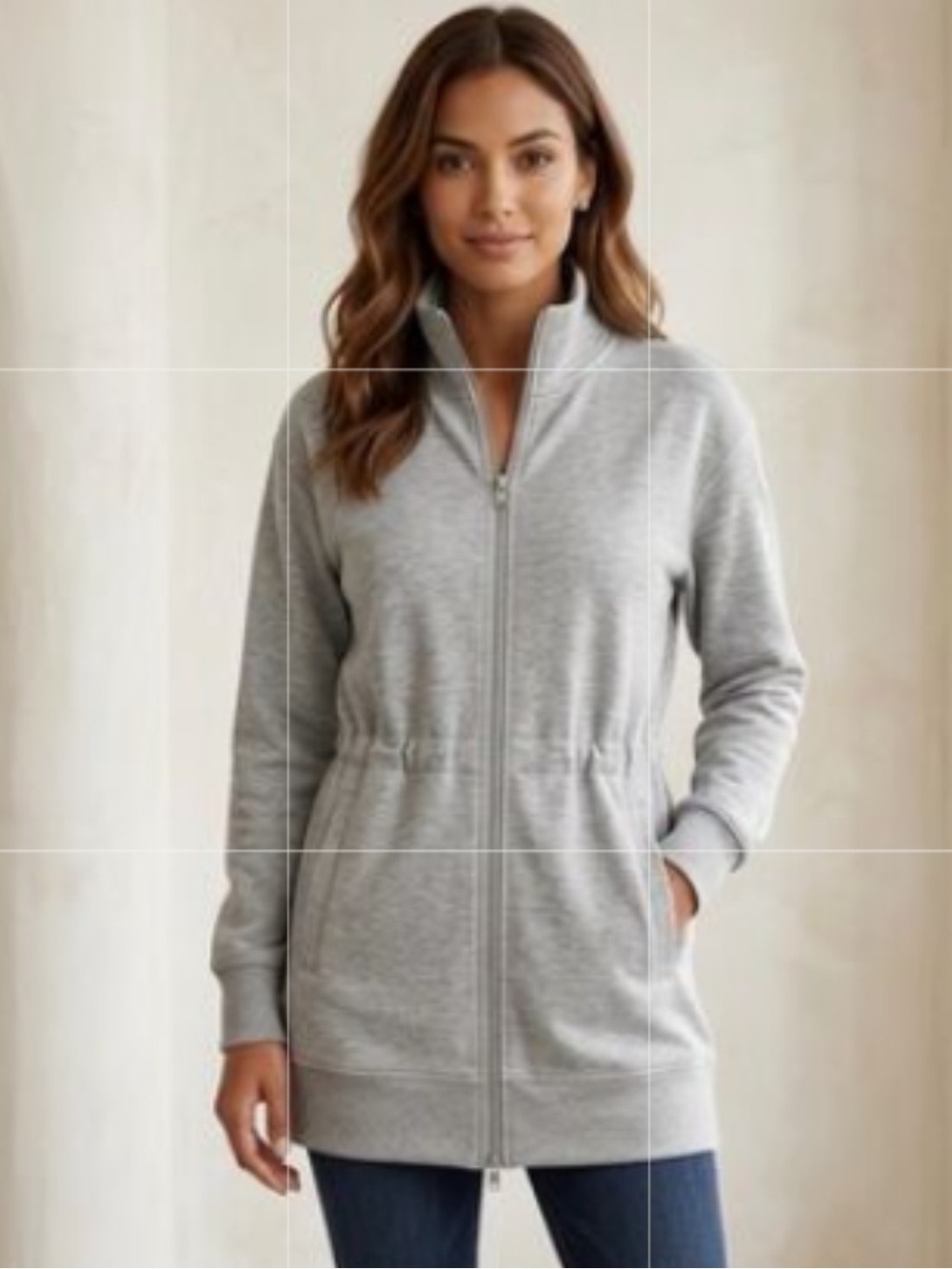 Converse Women's Full Zip High Neck Sweatshirt Jacket Heather Grey XL